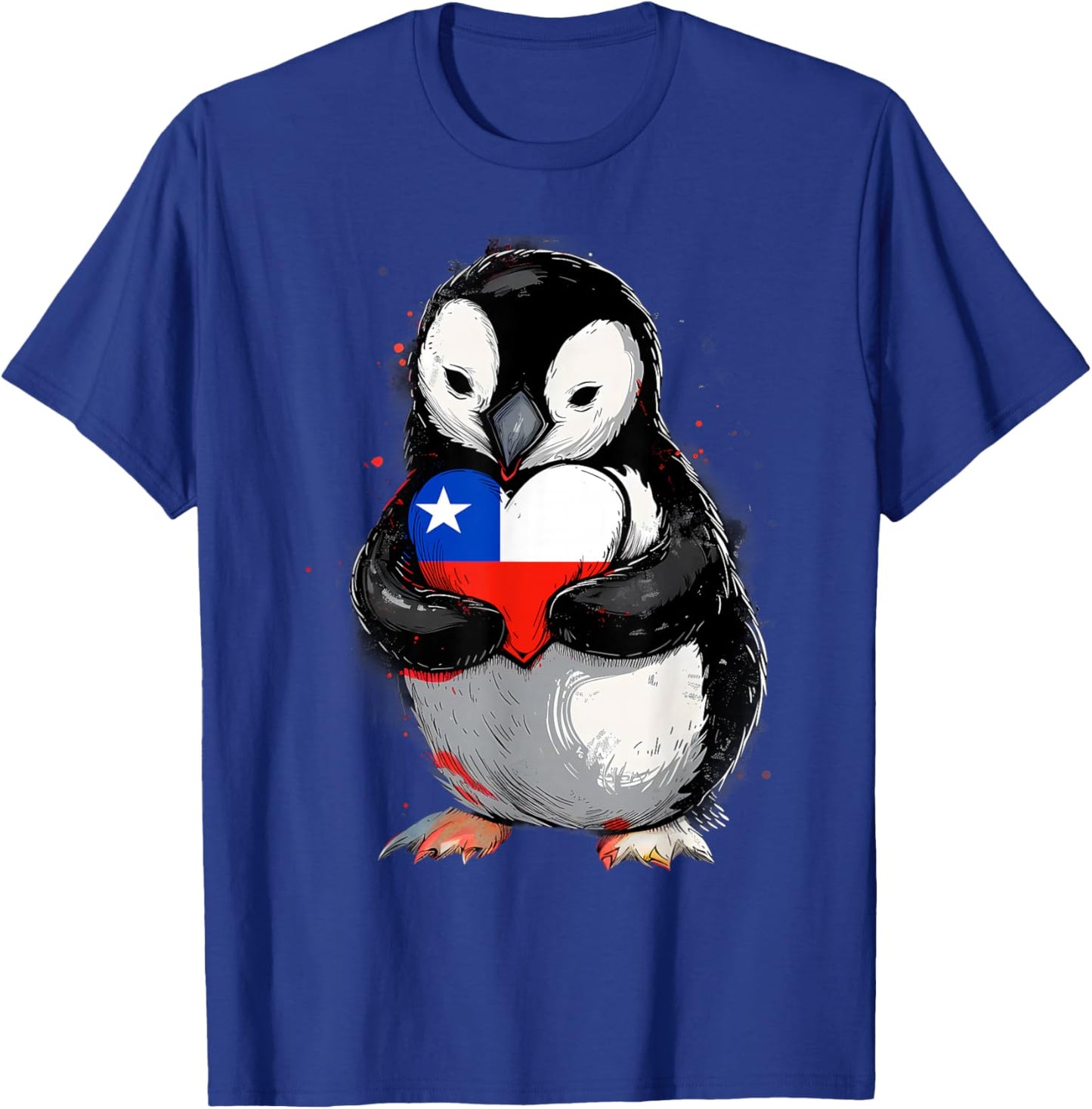 Chile Heart Penguin Chilean Pride Chilean Roots Chilean Flag T-Shirt - T-Shirt | Royal