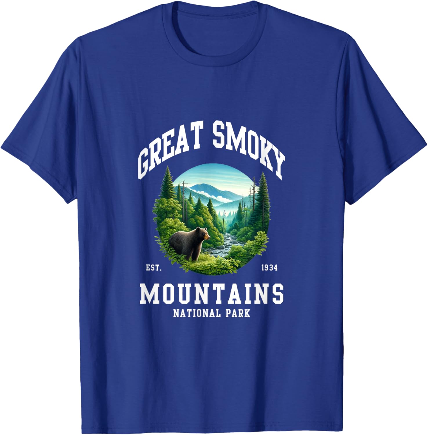 Retro Great Smoky Mountains National Park Men Women Hiking T-Shirt - T-Shirt | Royal