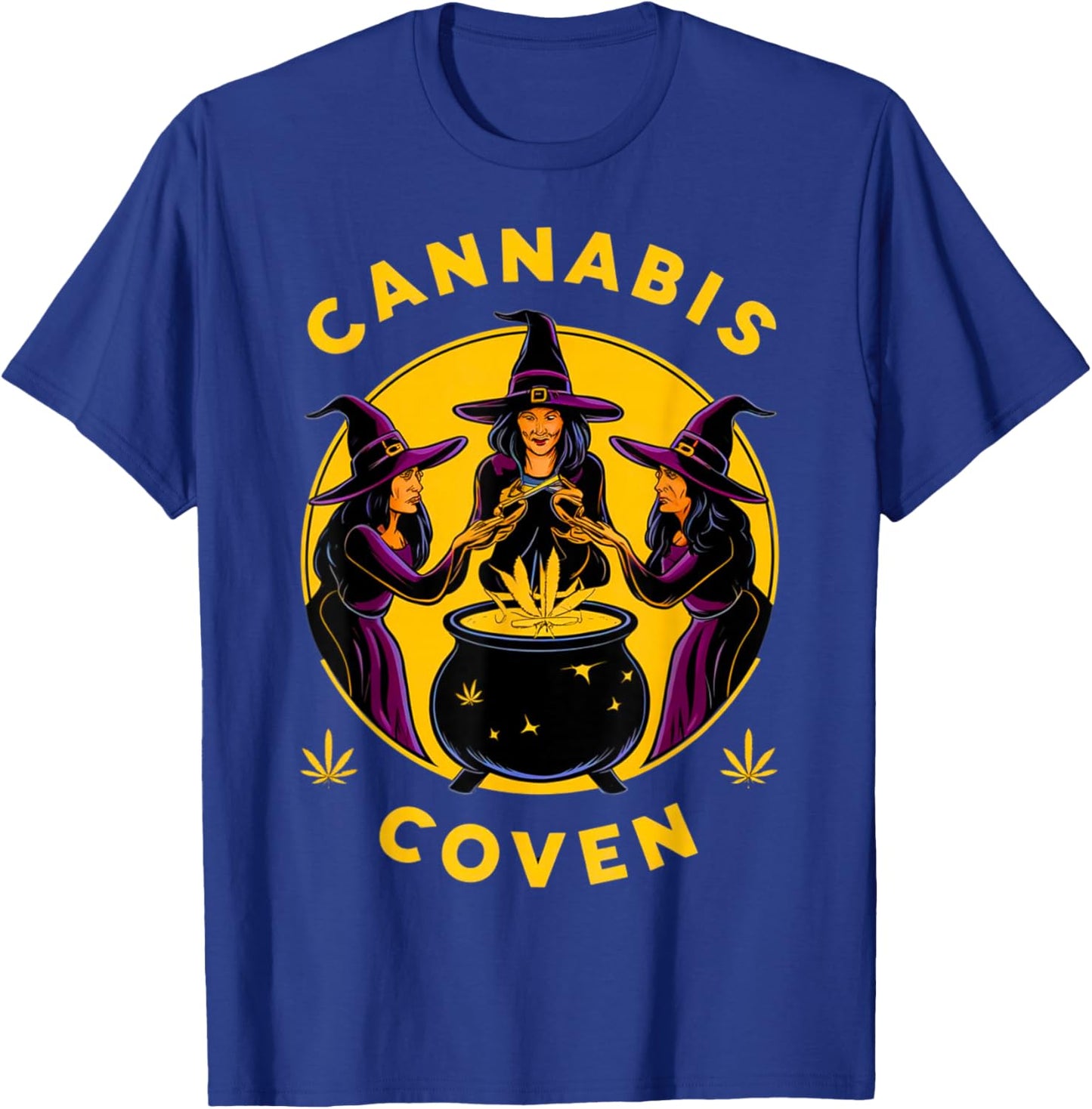 Cannabis Coven Witchy Weed Funny Halloween Marijuana 420 T-Shirt - T-Shirt | Royal