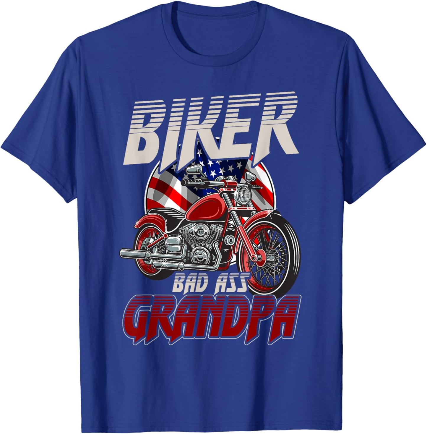 Biker Bad Ass Grandpa Funny Motorcycle Gag Humor T-Shirt - T-Shirt | Royal