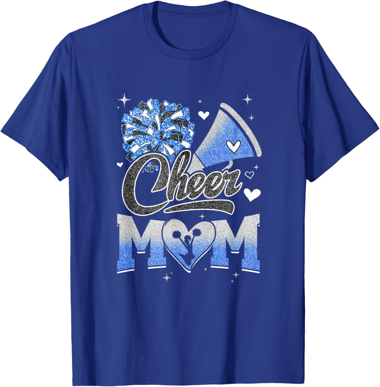 Cheer Mom Blue White Cheerleading Football Fan T-Shirt - T-Shirt | Royal