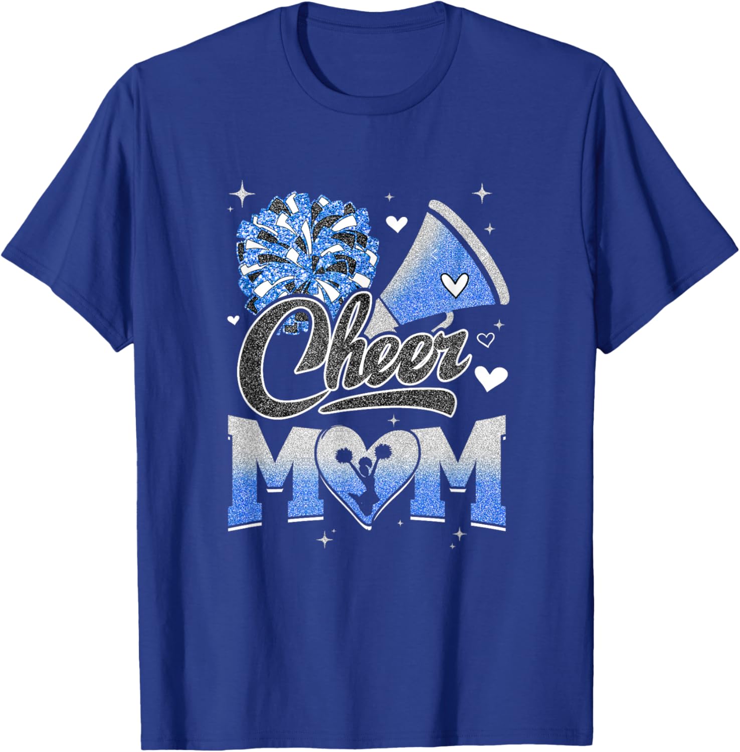 Cheer Mom Blue White Cheerleading Football Fan T-Shirt - T-Shirt | Royal