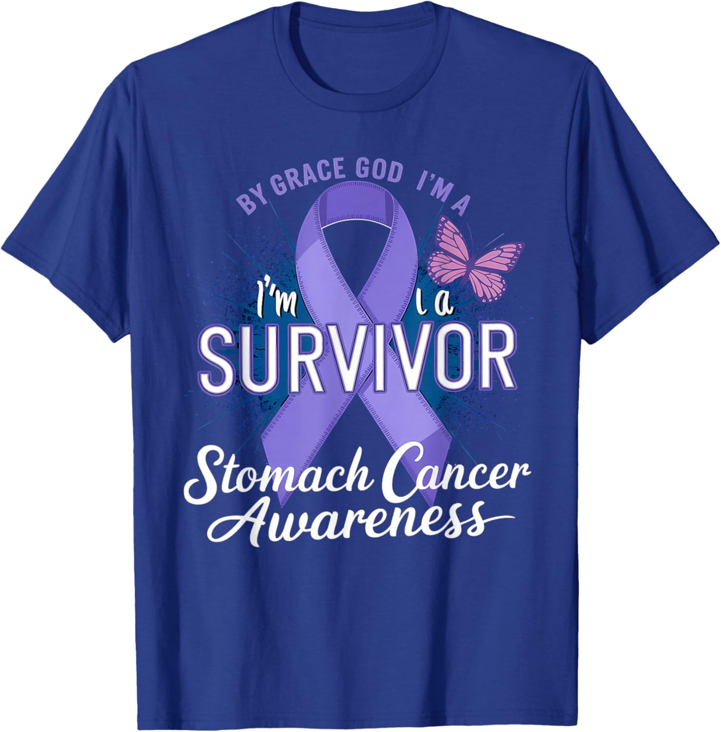 Stomach Cancer Awareness Periwinkle Ribbon I'm A Survivor T-Shirt - T-Shirt | Royal