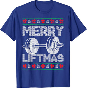 Merry Liftmas Ugly Christmas Gym Workout Funny Fitness T-Shirt - T-Shirt | Royal