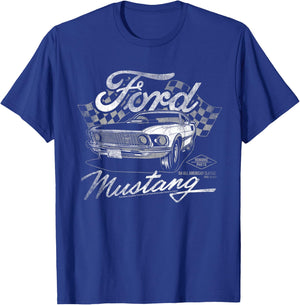 Ford Mustang Flags T-Shirt - T-Shirt | Royal
