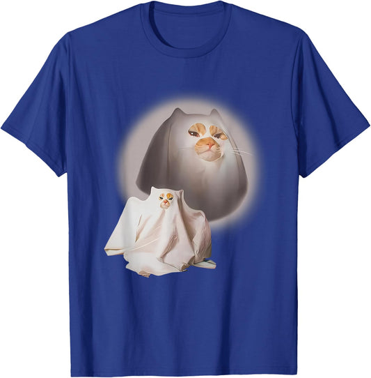 Ghost Cat Meme Funny Halloween Men Women Kids T-Shirt - T-Shirt | Royal