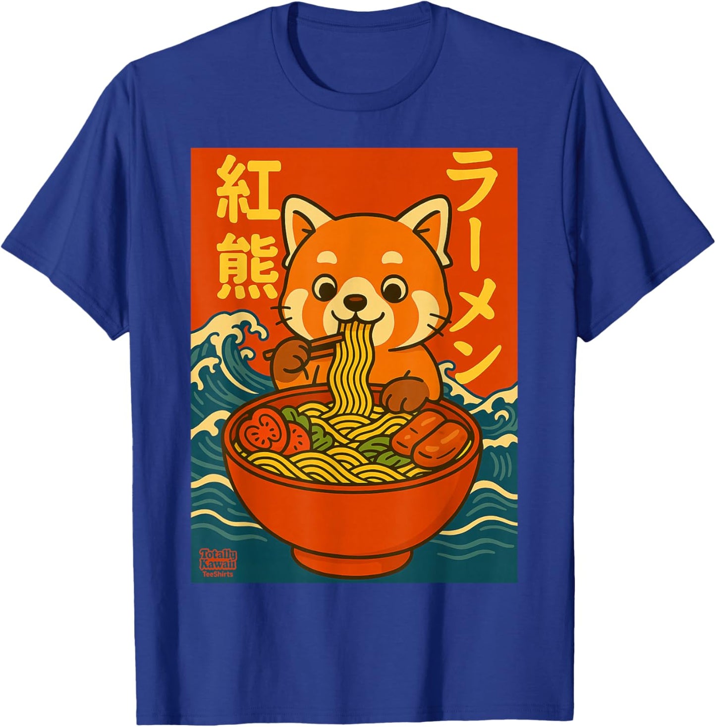 Kawaii Ramen Red Panda Anime Japanese Noodles Cute T-Shirt - T-Shirt | Royal