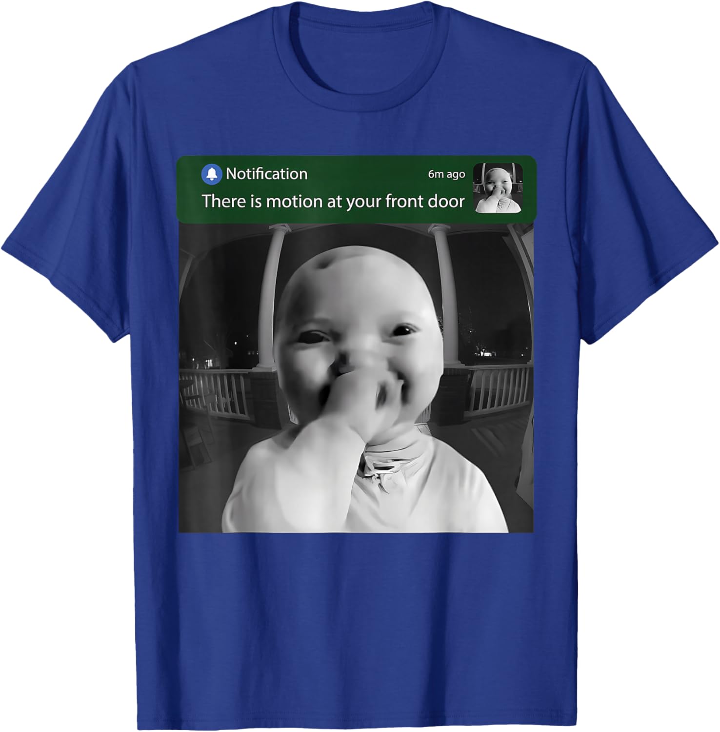Ai Baby Holding Laugh Motion at Your Front Door Brainrot T-Shirt - T-Shirt | Royal