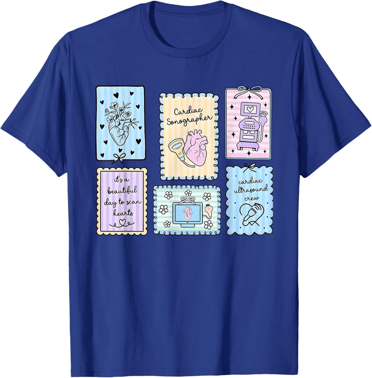 Cardiac Sonographer Cardiac Ultrasound Stamp Echo Tech Work T-Shirt - T-Shirt | Royal