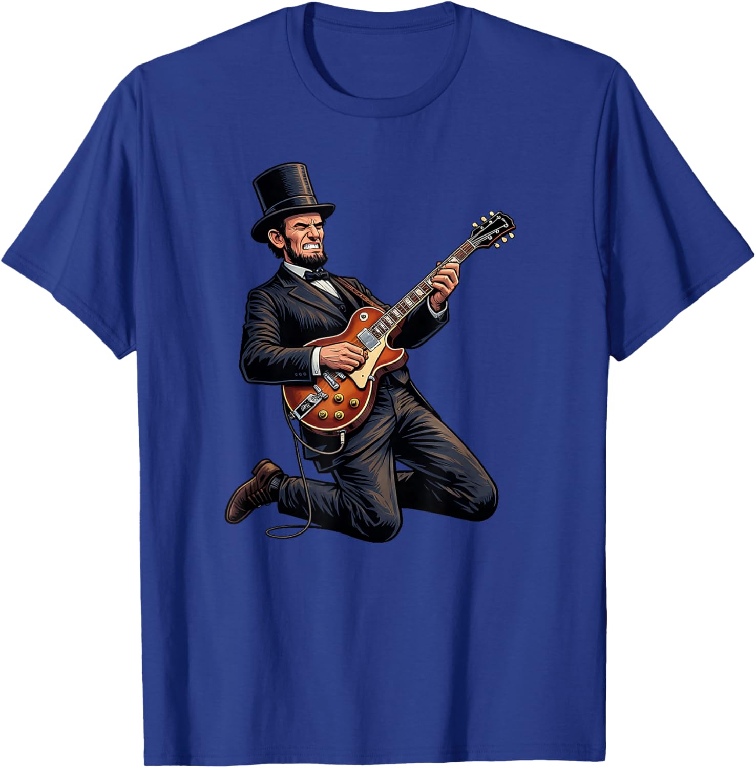Abraham Lincoln Top Hat Electric Guitar Solo T-Shirt - T-Shirt | Royal