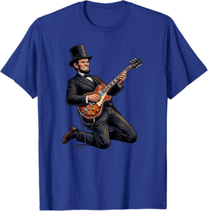 Abraham Lincoln Top Hat Electric Guitar Solo T-Shirt - T-Shirt | Royal