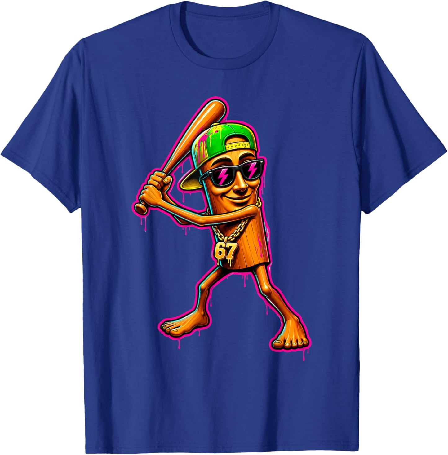 Brainrot Tung Tung Sahur Bat Swing Graffiti Drip Meme Art T-Shirt - T-Shirt | Royal