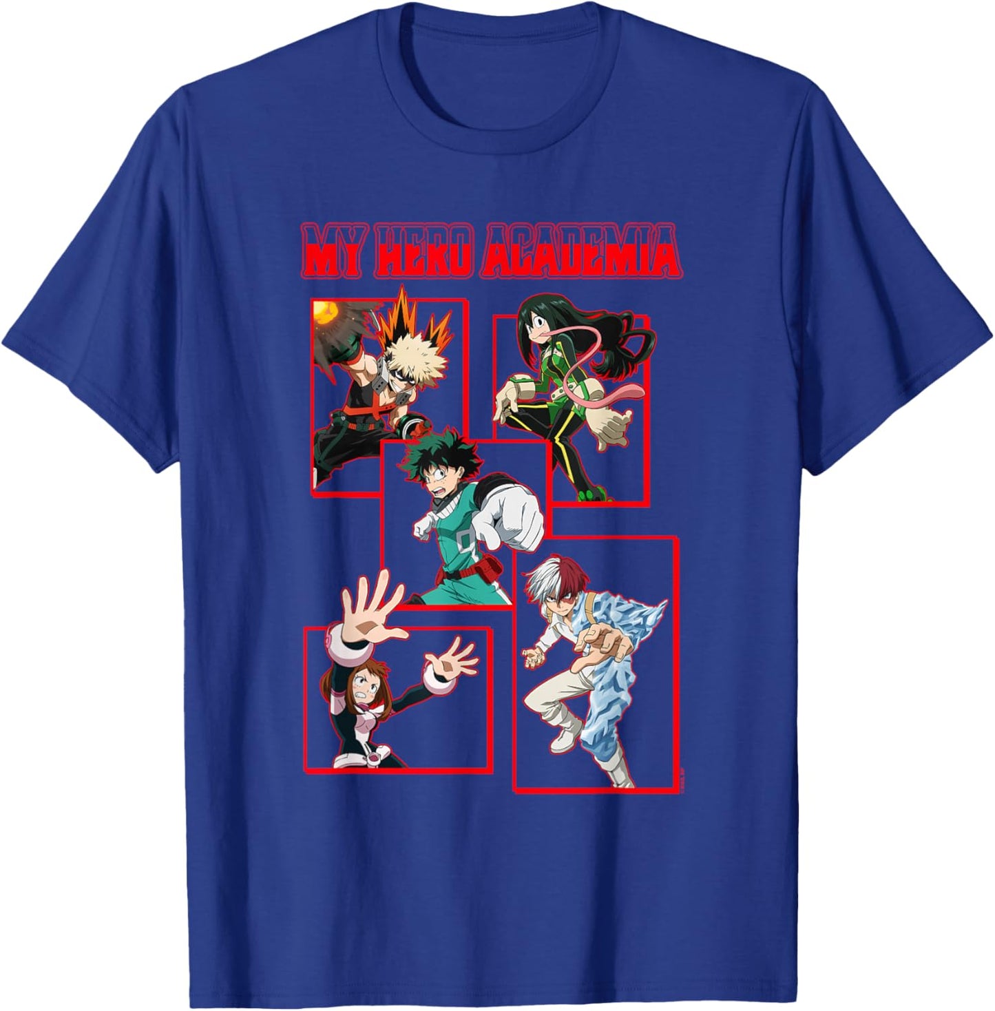 My Hero Academia Red Block Character Collage Anime T-Shirt - T-Shirt | Royal