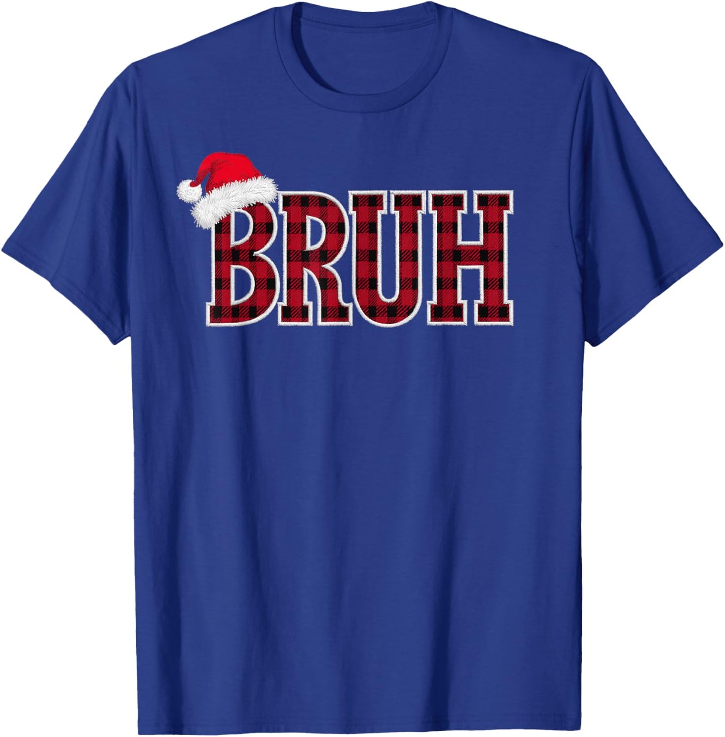 Bruh Funny Christmas Plaid Xmas Pajamas Teens Boys Kids T-Shirt - T-Shirt | Royal