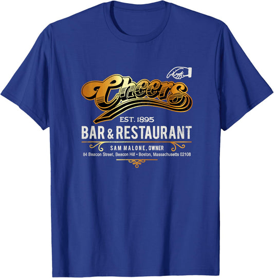 Cheers EST 1895 Sam's Bar Restaurant In Boston 80s Worn Out T-Shirt - T-Shirt | Royal