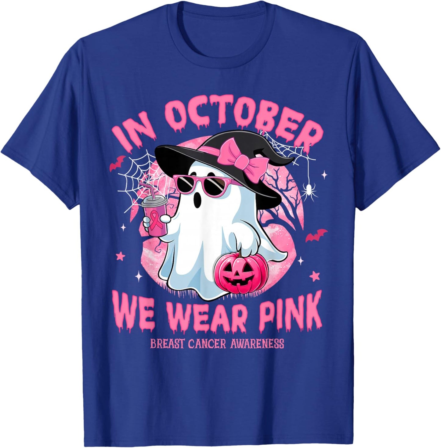 Halloween in October We Wear Pink Breast Cancer Awareness T-Shirt - T-Shirt | Royal