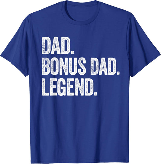 Dad Bonus Dad Legend - Vintage Distressed Bold Graphic T-Shirt - T-Shirt | Royal