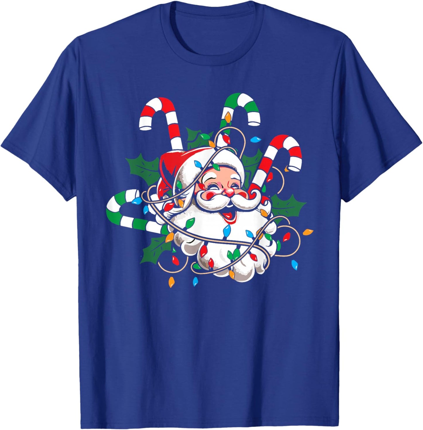 Vintage Christmas Santa Claus Candy Cane Retro Xmas Costume T-Shirt - T-Shirt | Royal