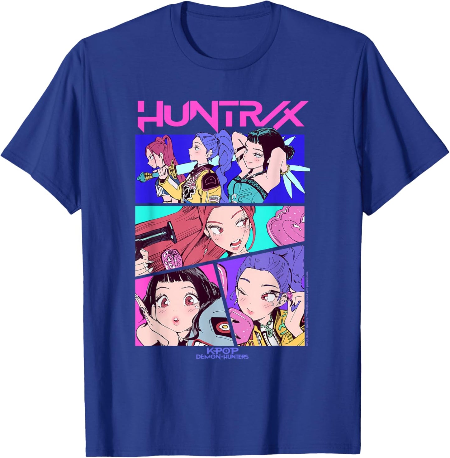 Kpop Demon Hunters Huntrix Neon Comic Anime T-Shirt - T-Shirt | Royal