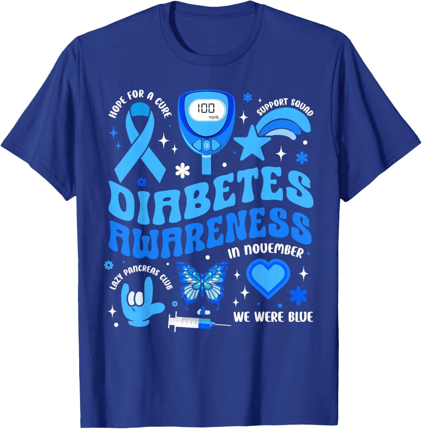 Diabetes Awareness Toddler Ribbon T1D Support Warrior Squad T-Shirt - T-Shirt | Royal