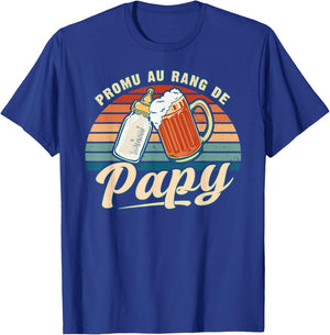 Promoted Grandpa Young Big Father Future Grandpa for Birth T-Shirt - T-Shirt | Royal