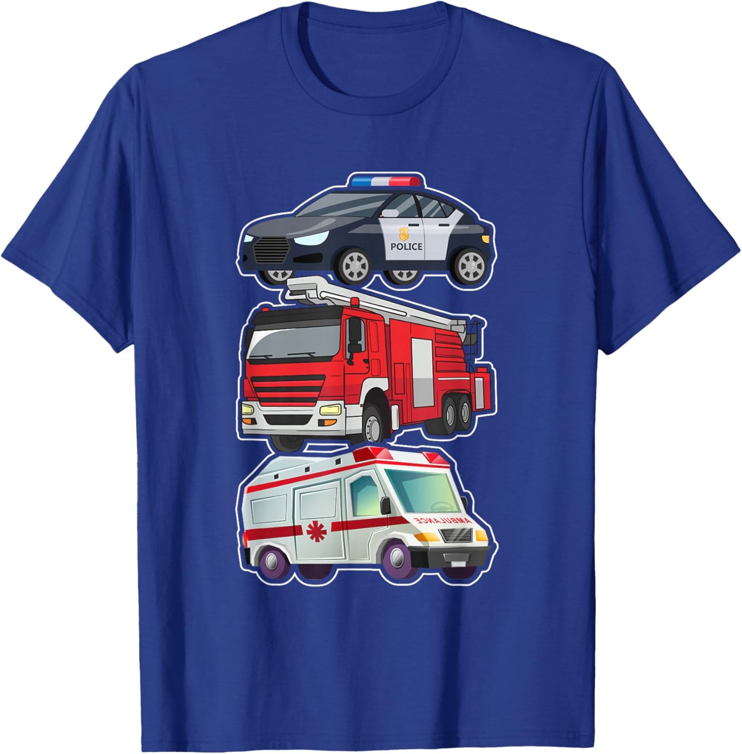 Police Car Fire Truck Ambulance First Responders Design T-Shirt - T-Shirt | Royal