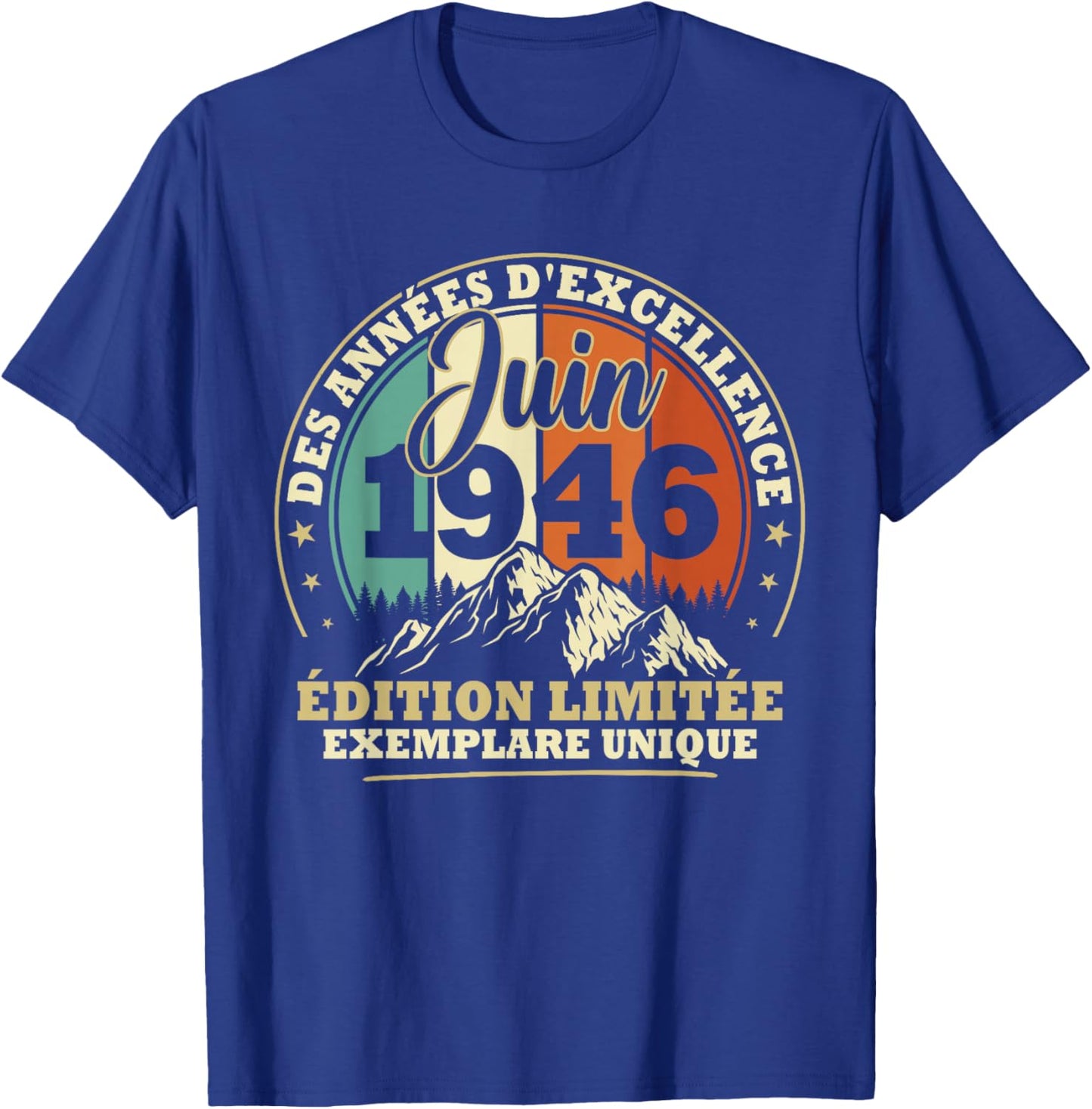 Vintage Juin 1946 Cadeau Anniversaire 80 Ans Hommes Femmes T-Shirt - T-Shirt | Royal