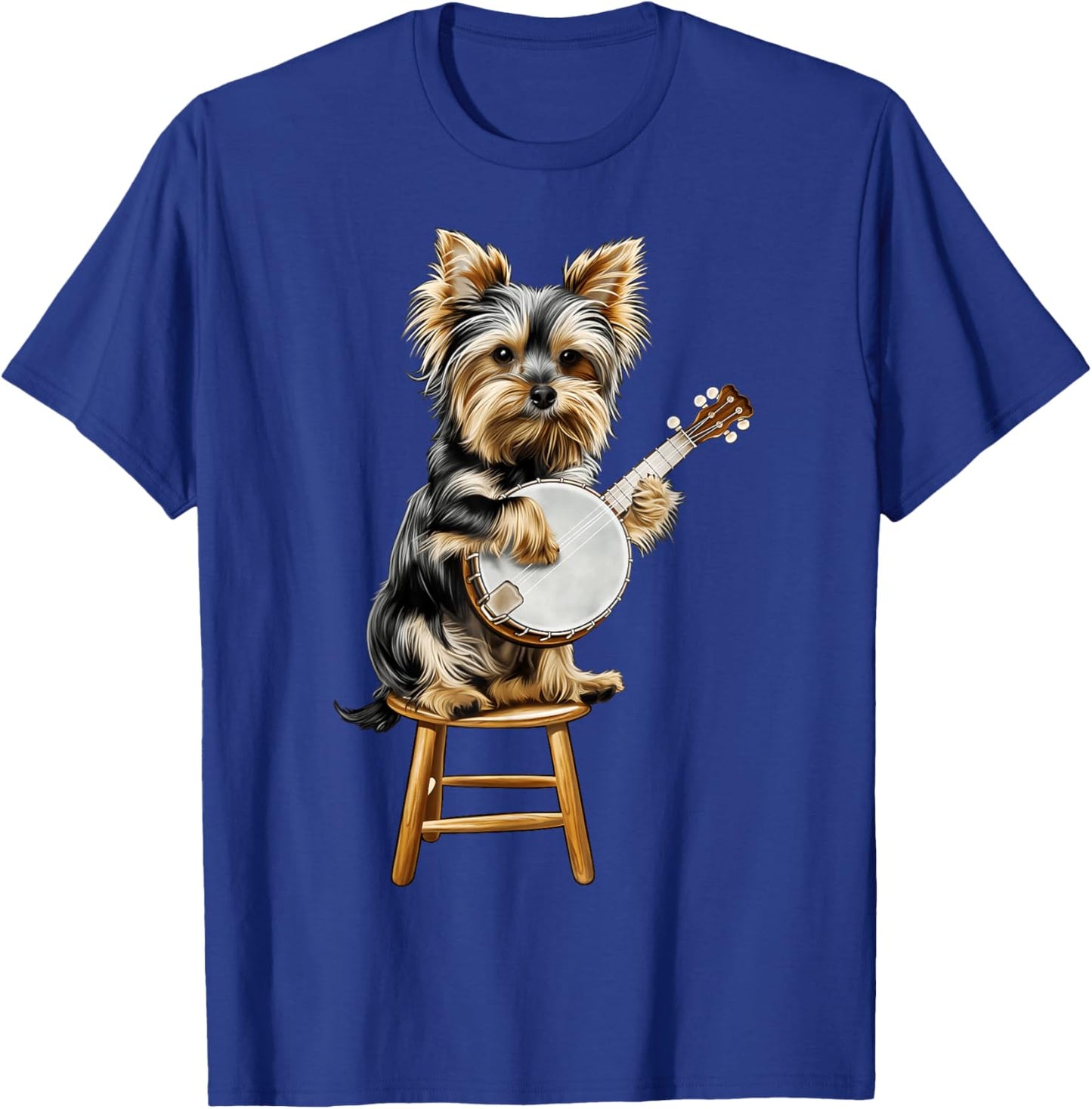 Yorkshire Terrier Yorkie Dog Playing Banjo Bluegrass T-Shirt - T-Shirt | Royal