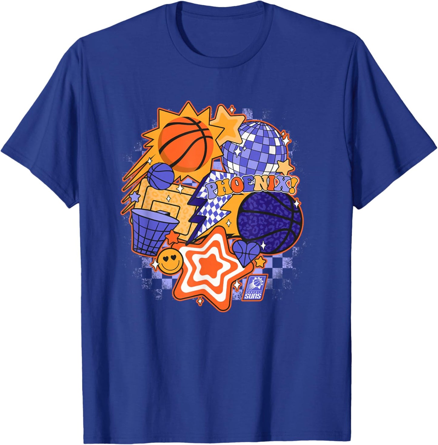 NBA Phoenix Suns Psychedelic Basketball Collage T-Shirt - T-Shirt | Royal