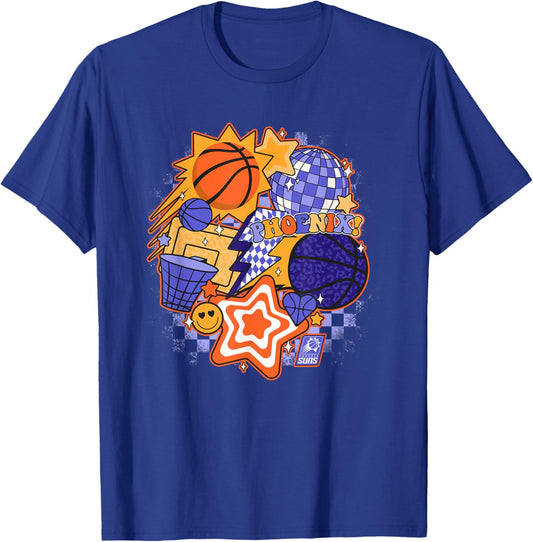NBA Phoenix Suns Psychedelic Basketball Collage T-Shirt - T-Shirt | Royal