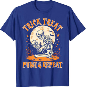 Halloween Labor & Delivery Nurse Trick Treat Push & Repeat T-Shirt - T-Shirt | Royal