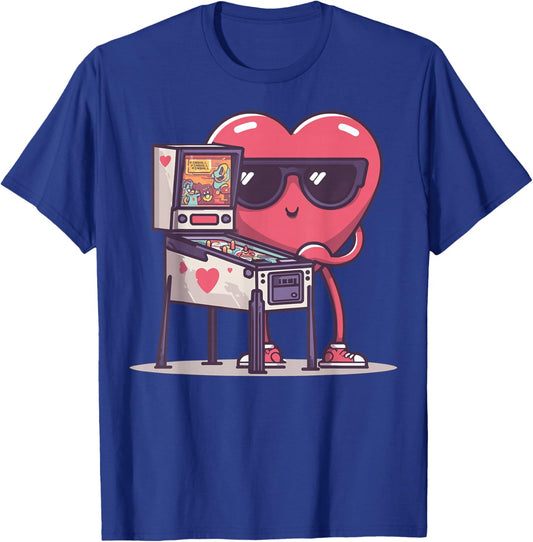 Pinball Heart Arcade Game Lunettes de Soleil rétro Saint-Valentin T-Shirt - T-Shirt | Royal