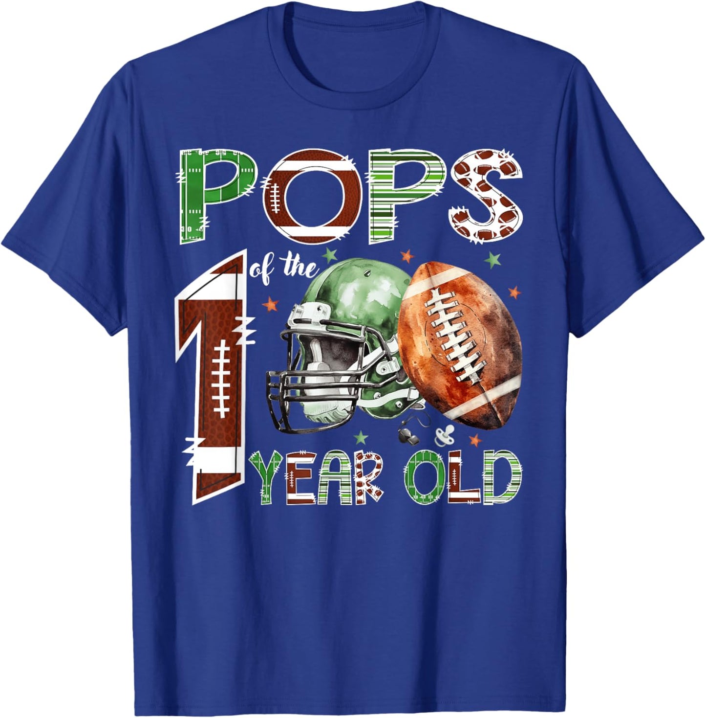 Pops of The 1 Year Old Football Lover 1st Birthday Boy T-Shirt - T-Shirt | Royal
