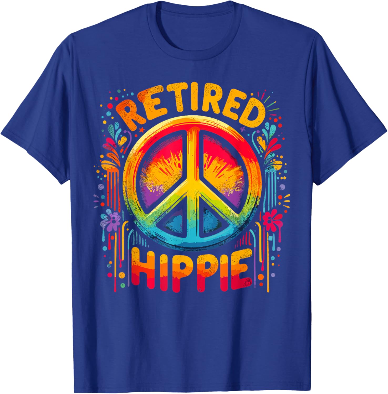 Peace Sign Funny Retired Hippie T-Shirt - T-Shirt | Royal