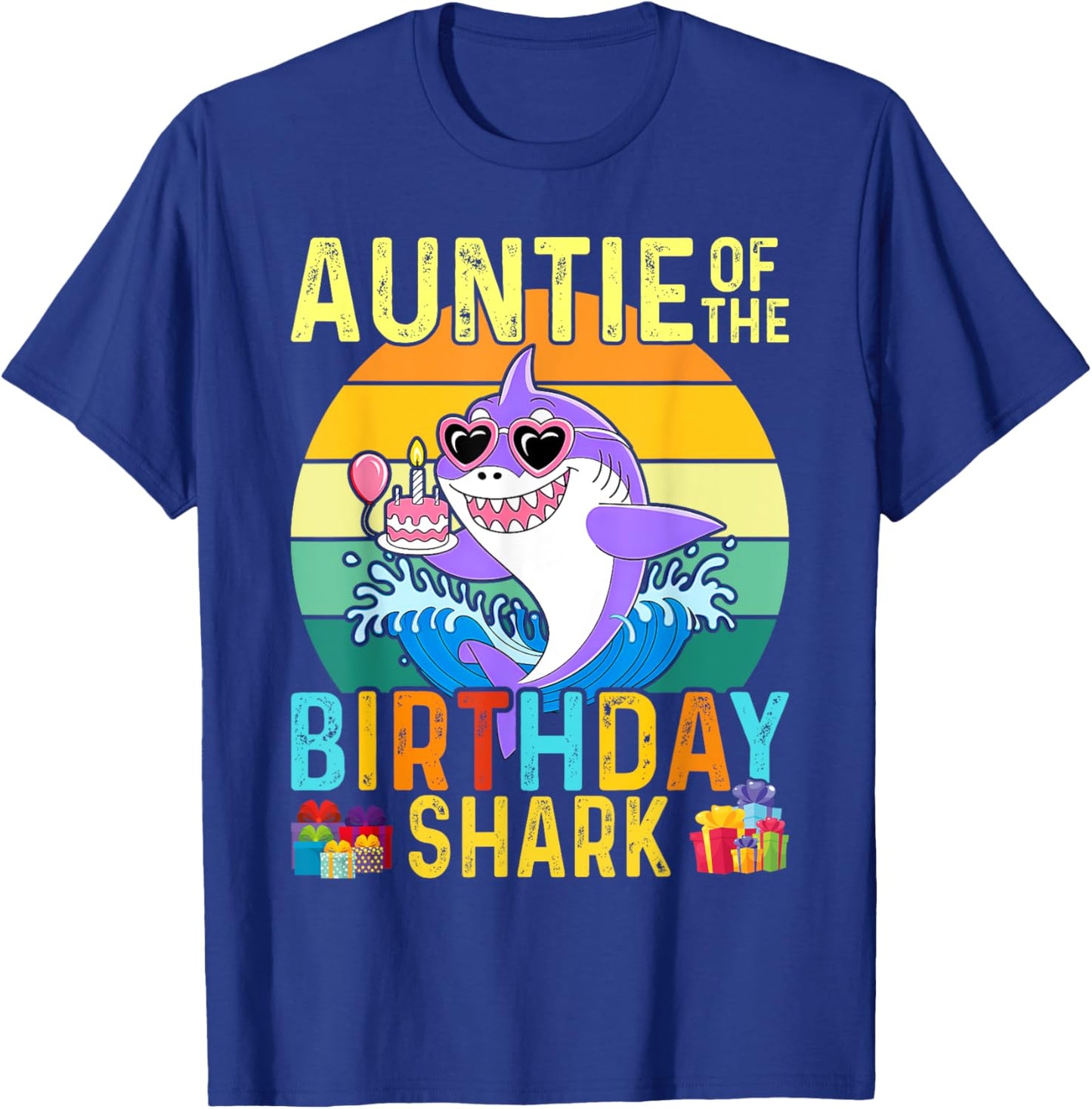 Auntie of The Shark Birthday Aunt Matching Family T-Shirt - T-Shirt | Royal
