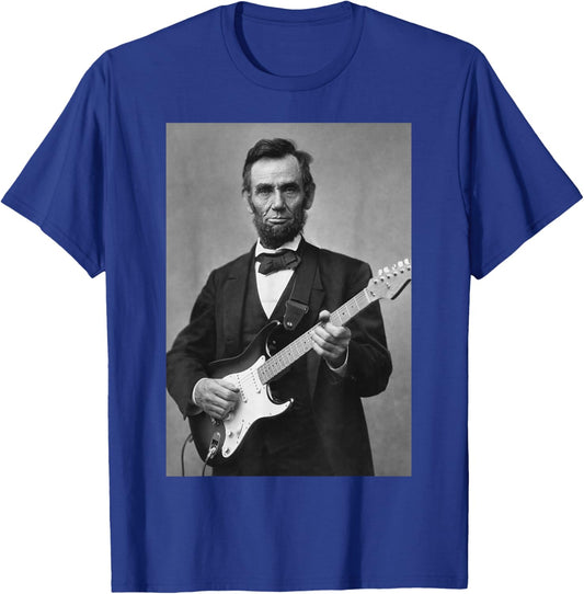 Abraham Lincoln Playing an Electric Guitar T-Shirt - T-Shirt | Royal