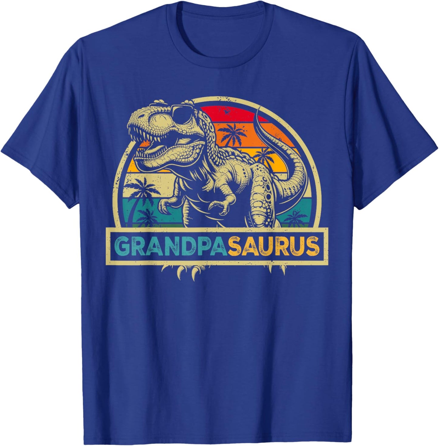 Grandpasaurus T Rex Dinosaur Grandpa Saurus Family Matching T-Shirt - T-Shirt | Royal