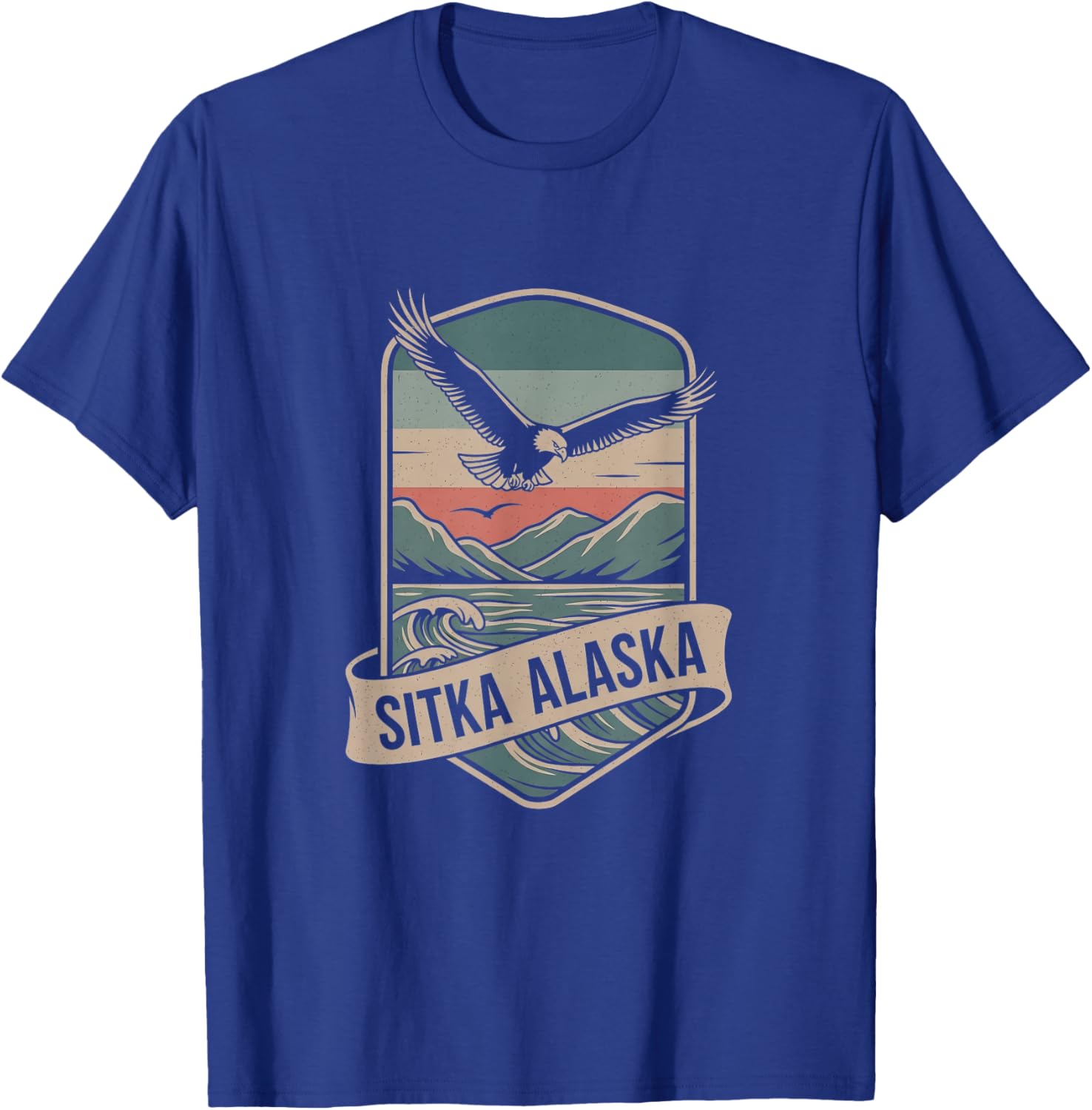 Retro Sitka Alaska Drawing Art Design T-Shirt - T-Shirt | Royal
