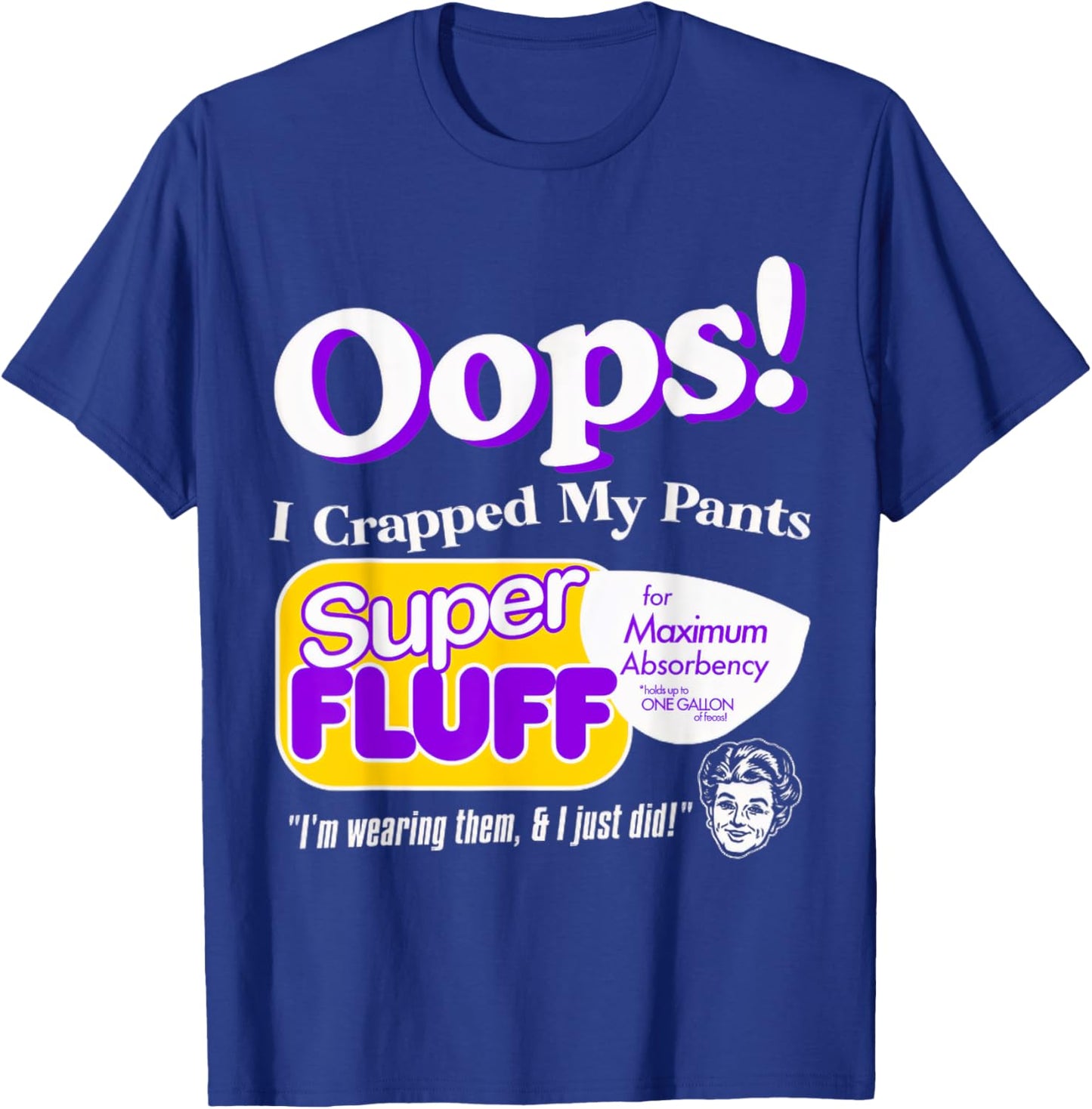 ndsndf Oops I Crapped Funny My Pants Vintage Retro Distressed Black Short Sleeve , Small, Adult, Humor, Casual, Everyday, Halloween T-Shirt - T-Shirt | Royal