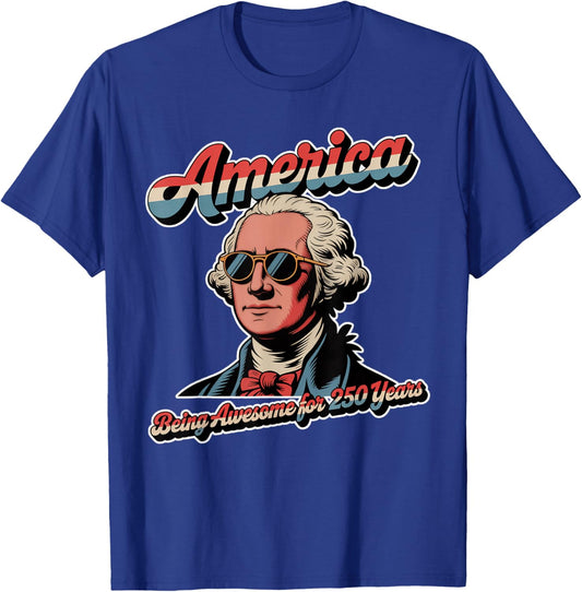 George Washington 250 Years USA Retro America July 4th 2026 T-Shirt - T-Shirt | Royal