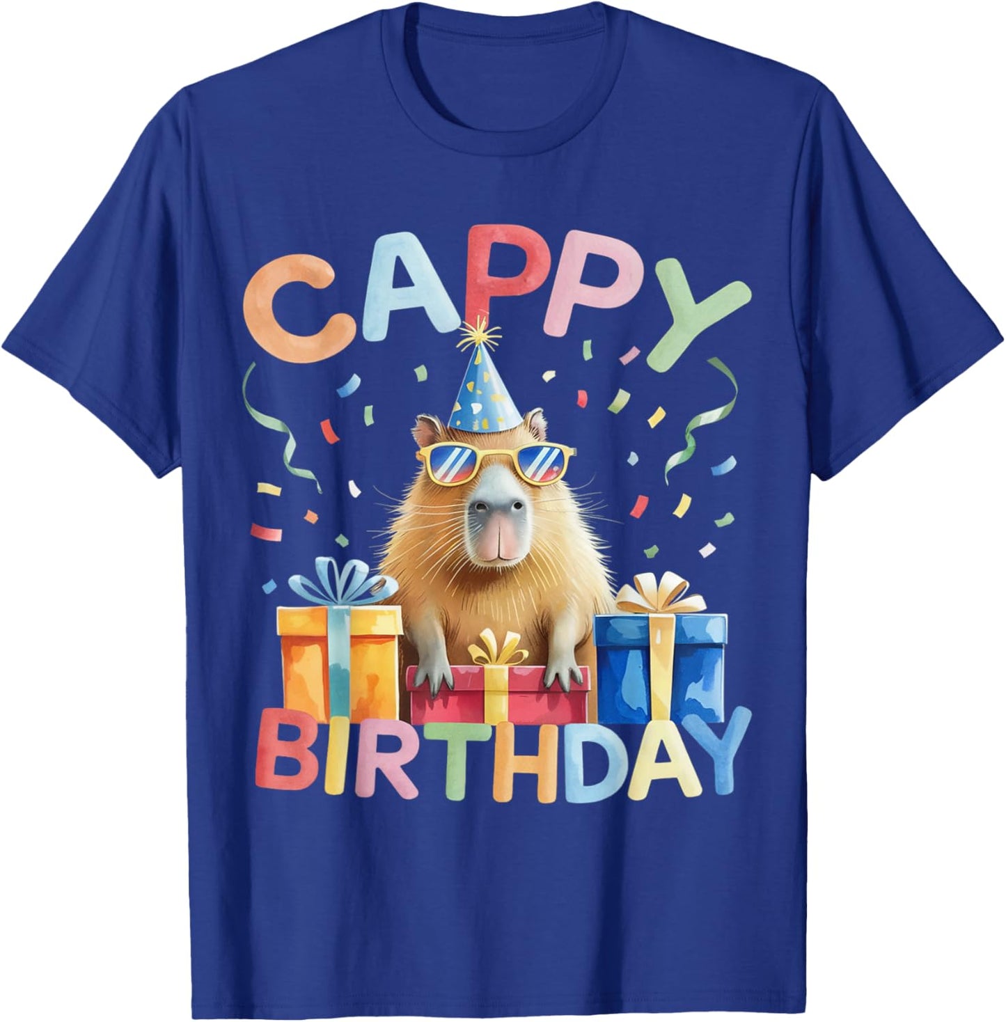 Cap Birthday Capybara Lover Girl Boy Kids Birthday Party T-Shirt - T-Shirt | Royal