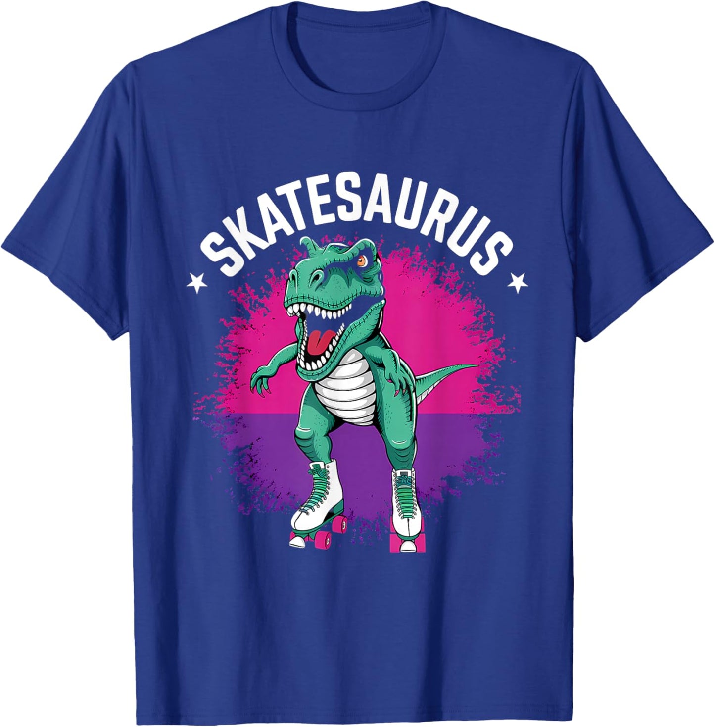 Roller Skater Dinosaur Skate T-Rex Funny Roller Skating T-Shirt - T-Shirt | Royal