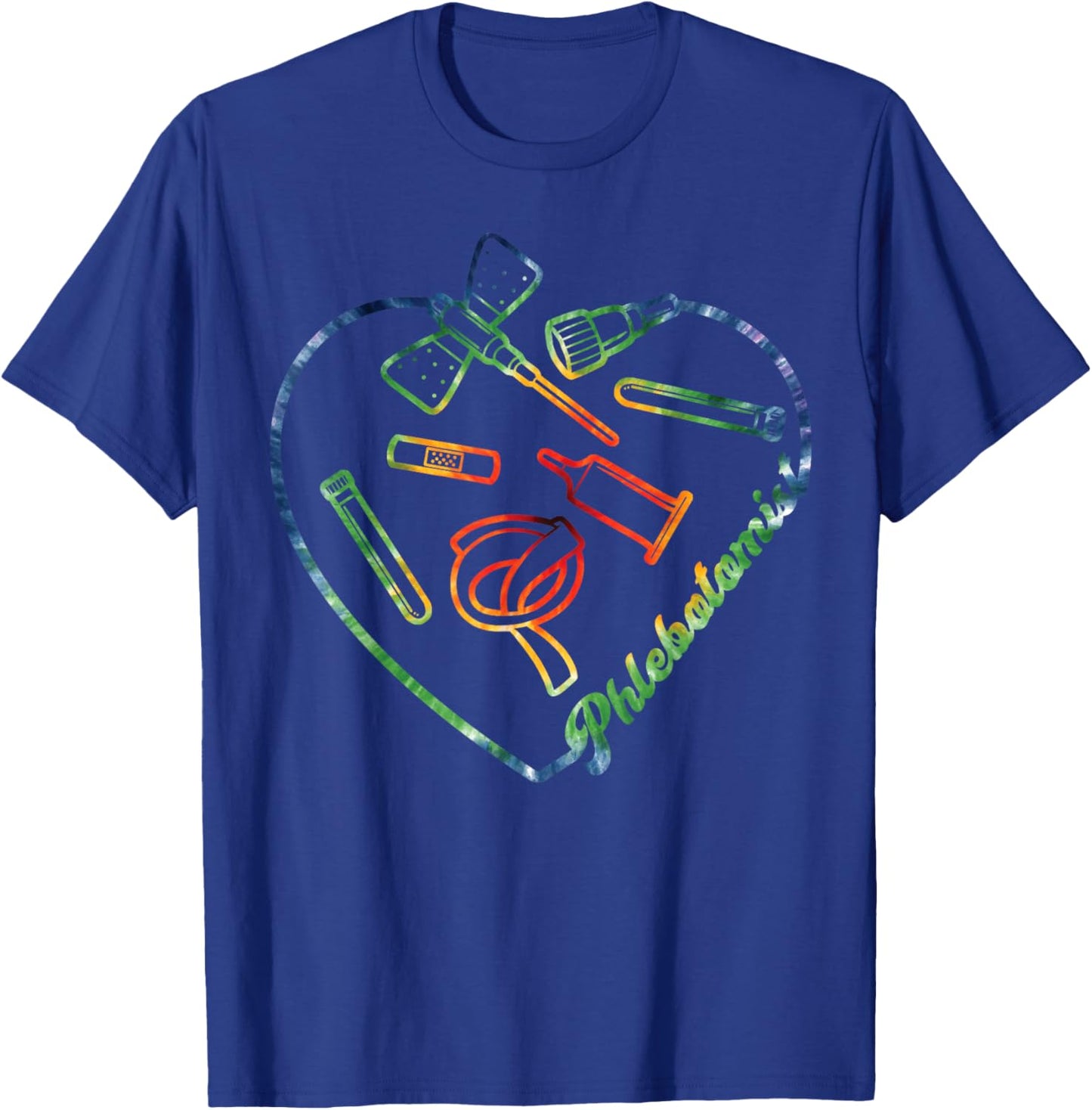 Phlebotomist Heart Tie Dye Phlebotomy T-Shirt - T-Shirt | Royal