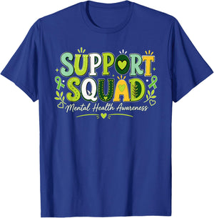 Groovy Support Squad Green Mental Health Awareness Month T-Shirt - T-Shirt | Royal