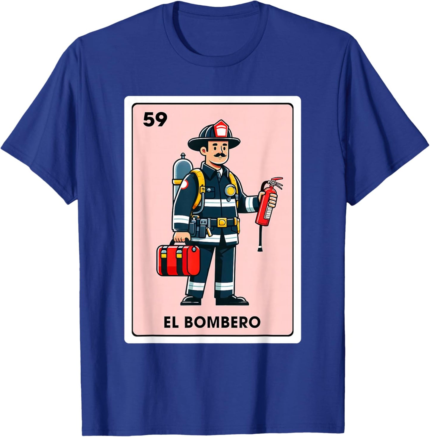 Mexican Fireman Firefighter El Bombero Mexican Bingo Card T-Shirt - T-Shirt | Royal