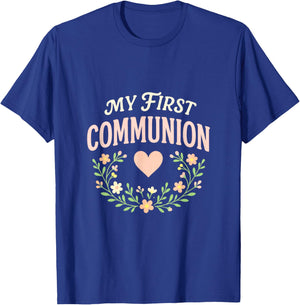 My First Communion - Catholic Religious Art T-Shirt - T-Shirt | Royal