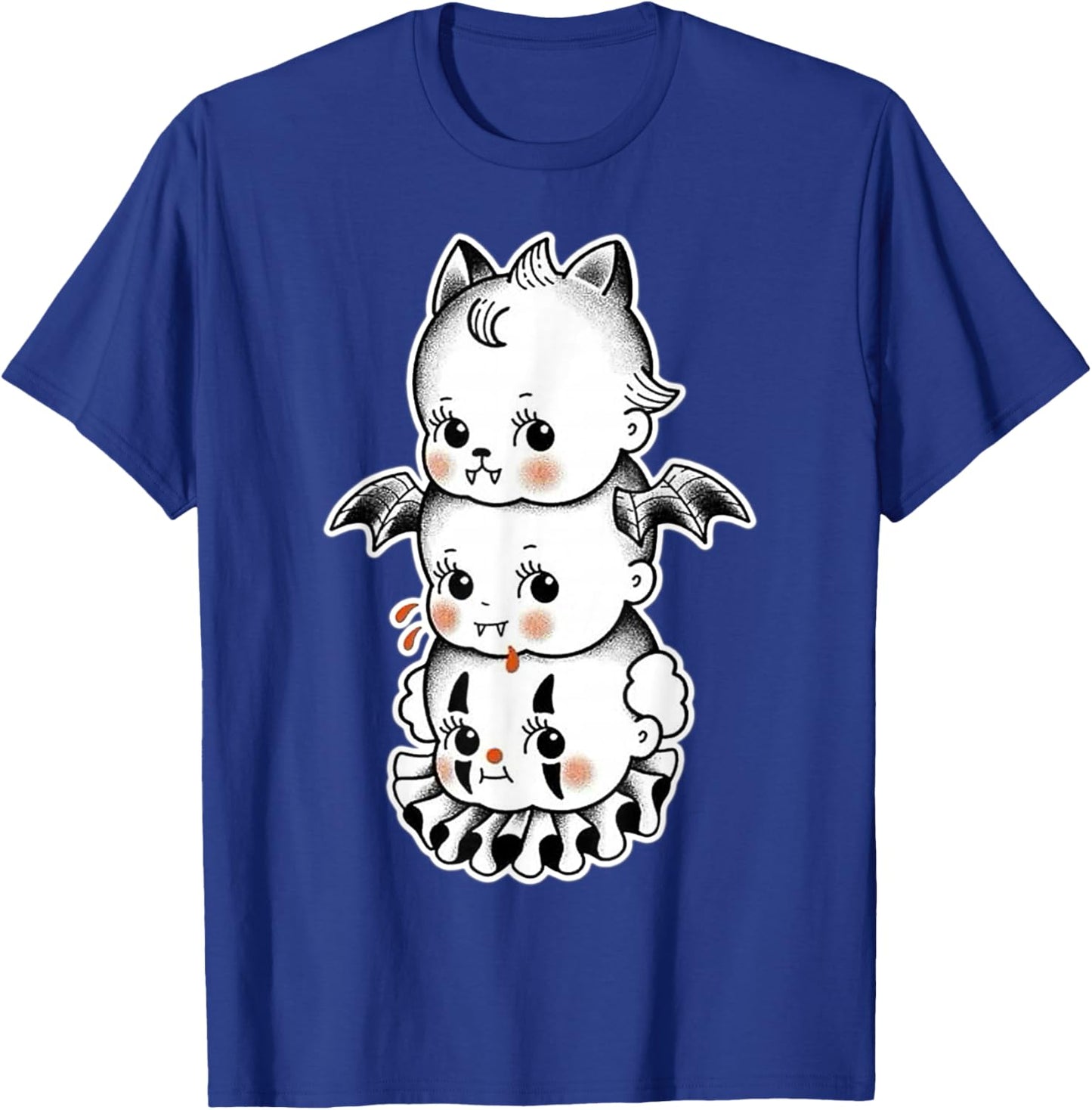 Kewpie Baby Spooky Vampire Clown Bat T-Shirt - T-Shirt | Royal