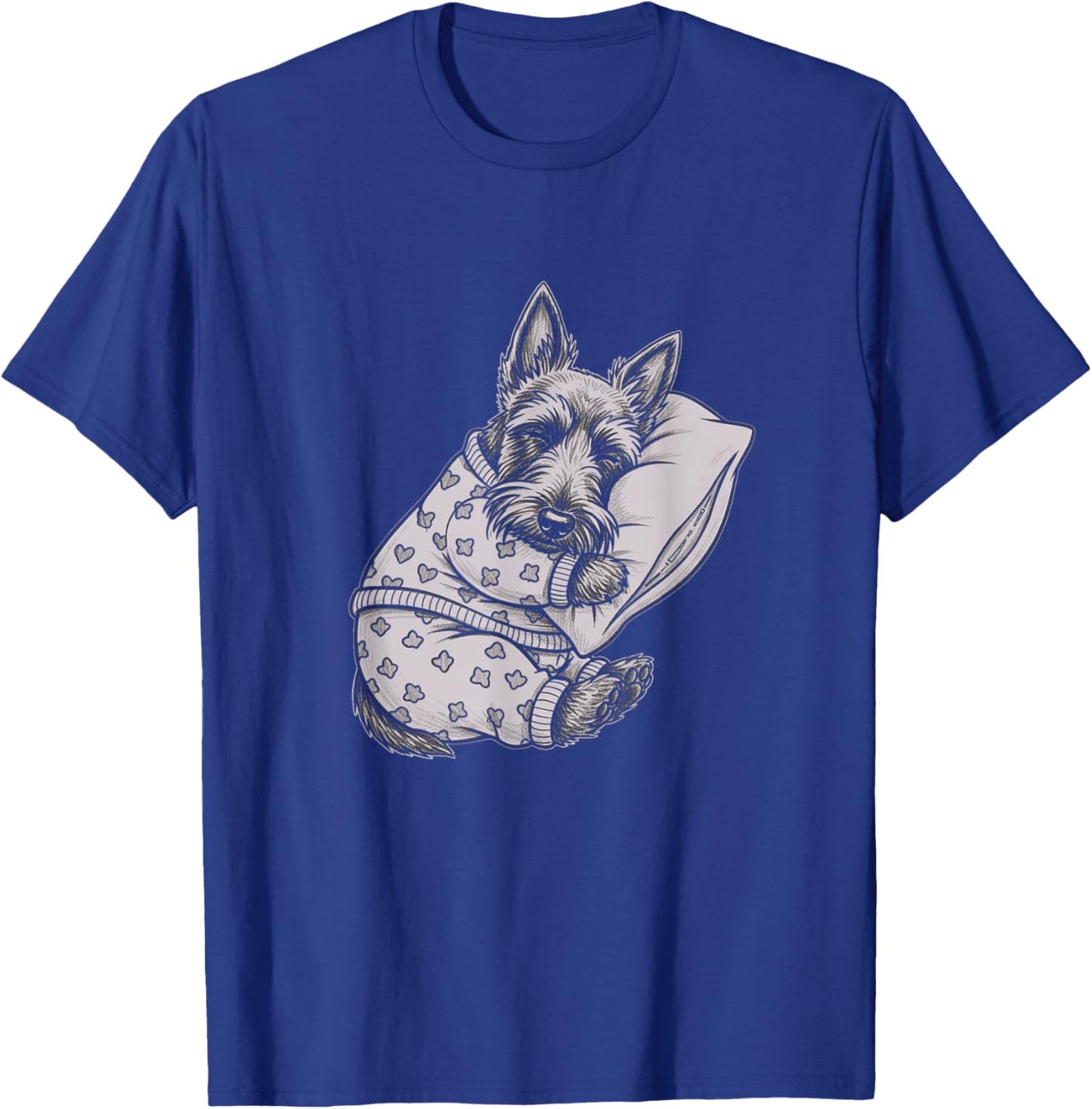 Sleeping Pajama Scottish Terrier Drawing Art Scottie Design T-Shirt - T-Shirt | Royal