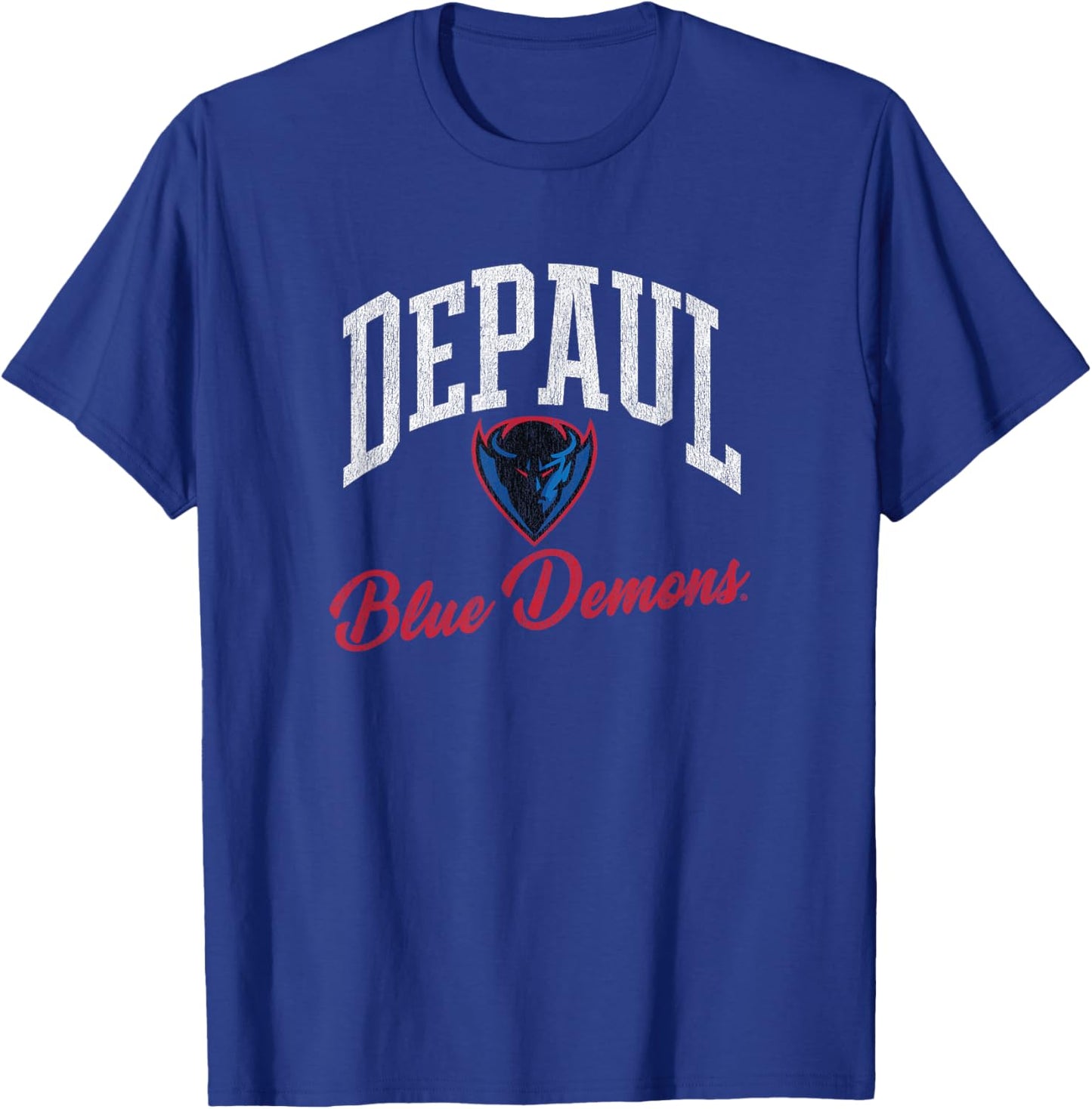 DePaul University Blue Demons Archover Script T-Shirt - T-Shirt | Royal