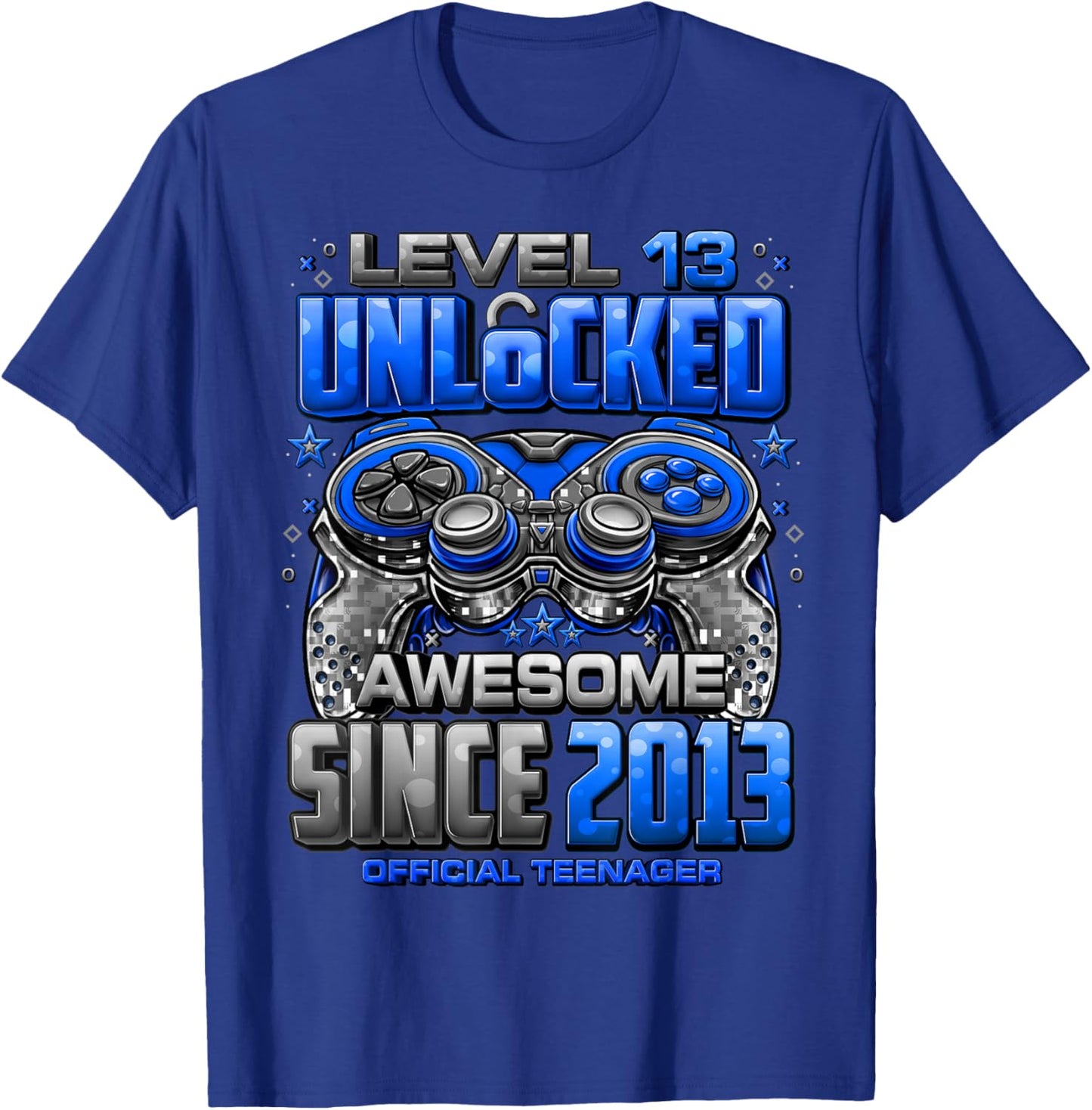 Level 13 Unlocked Awesome Since 2013 13th Birthday Gaming T-Shirt - T-Shirt | Royal